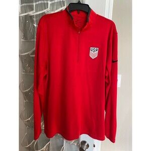 Nike Dri-Fit Training Red 1/4 Zip Top USA Soccer University Red Long Sleeve XL